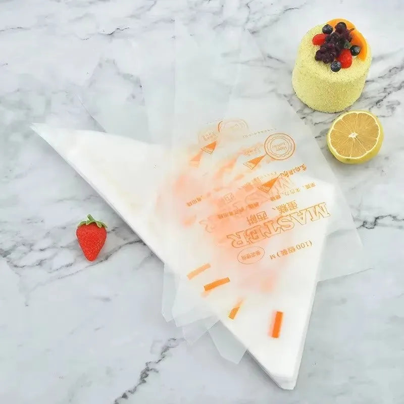 100pcs/200pcs/300pcs Transparent Extruded Cream Bag Disposable Piping Bag Cake Decoration Kitchen Baking