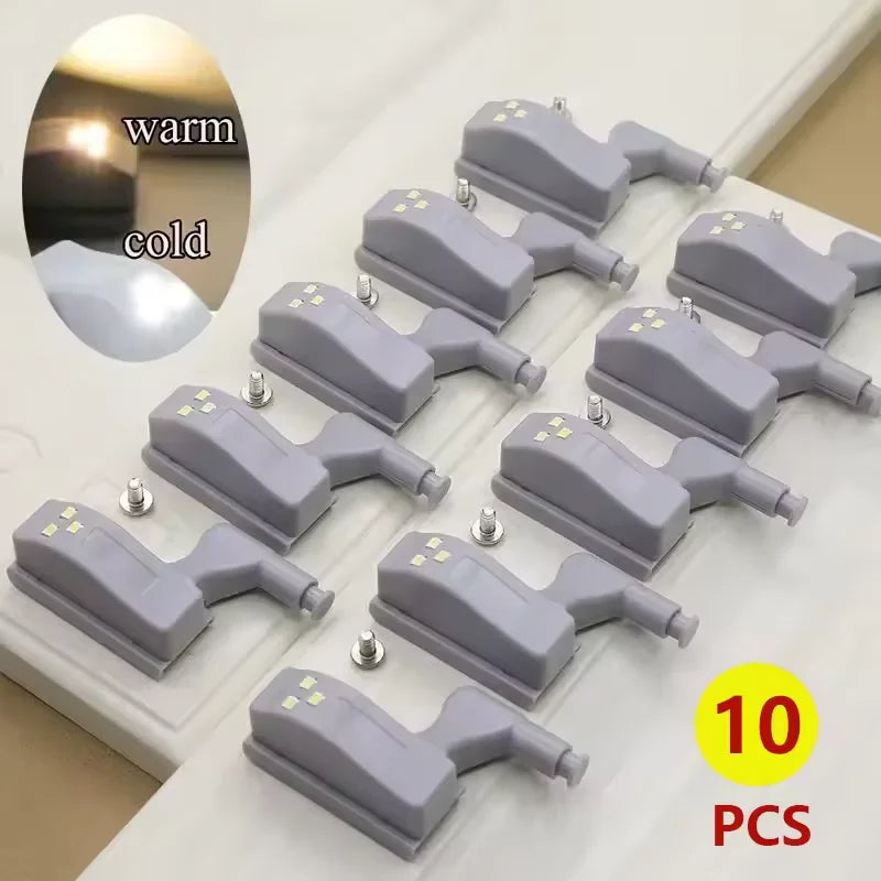 10Pcs/Set Kitchen Cupboard Lights LED Inner Hinge Lamp Lighting for Bedroom Wardrobe Closet Under Cabinet Lights Night Light