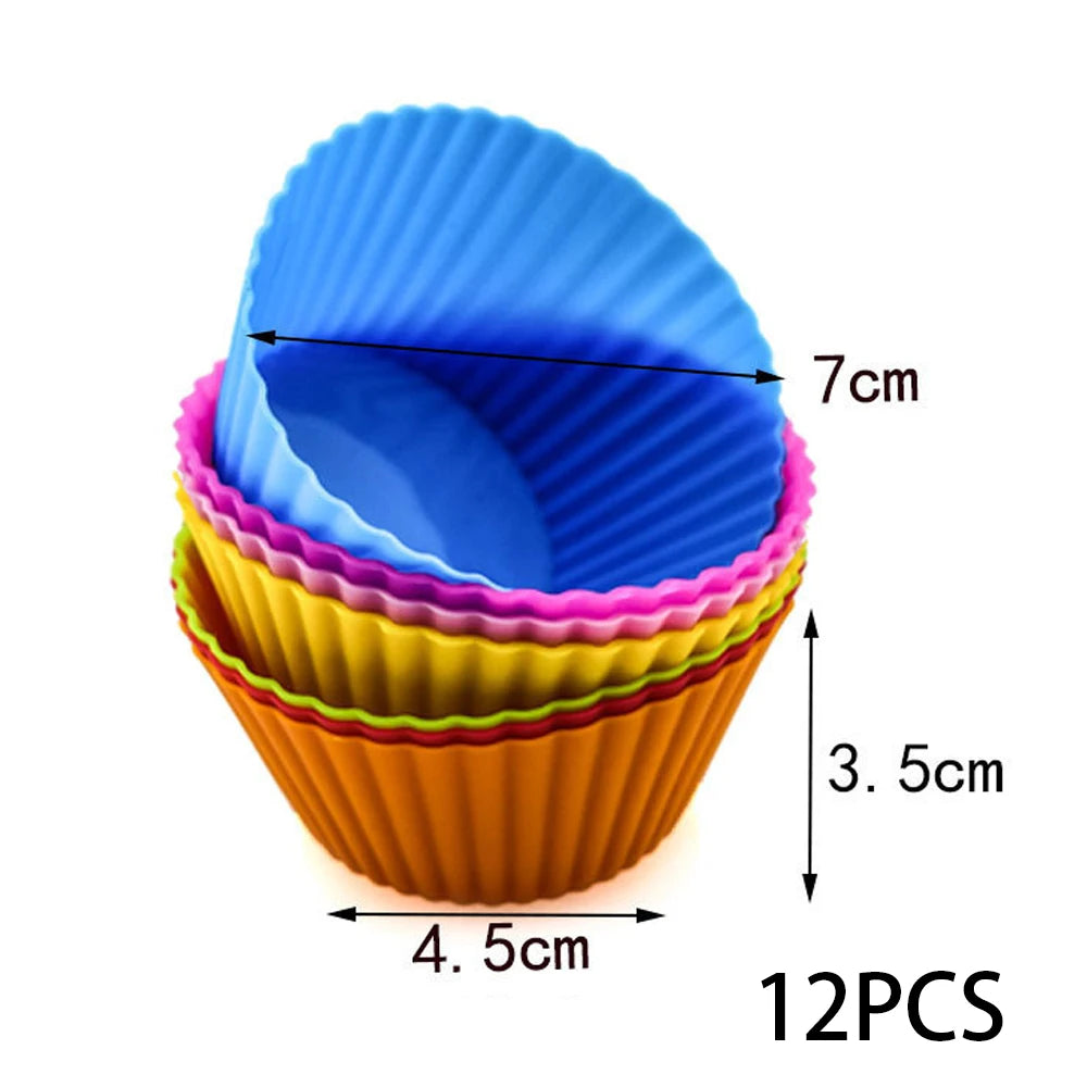 12pcs/lot Silicone Cake Mold Round Heart Shape Muffin Cupcake Baking Molds Home Kitchen Bakeware BPA Free