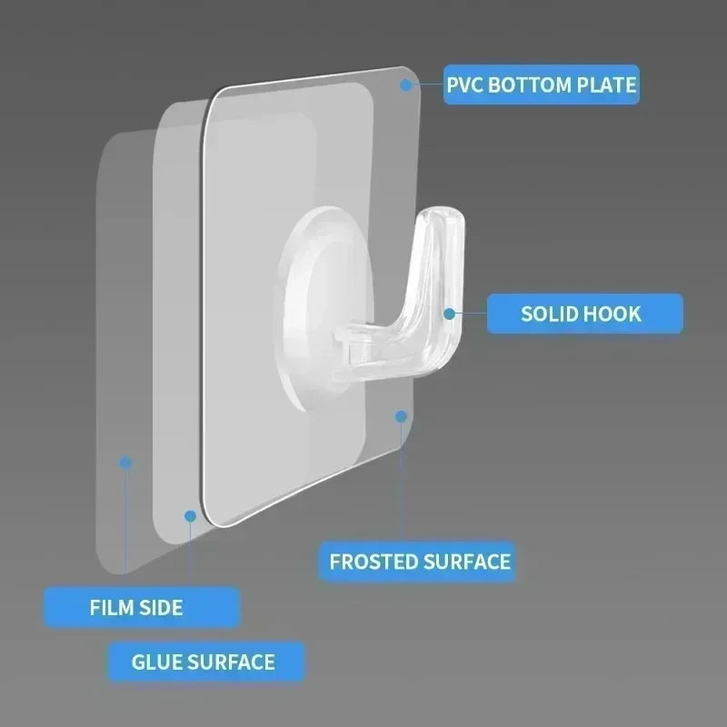 5/10/20/30/40Pcs Self-adhesive Hook Transparent Door Wall Hook Child Heavy Load Rack Kitchen Bathroom Towel Key Rack Sticky Hook