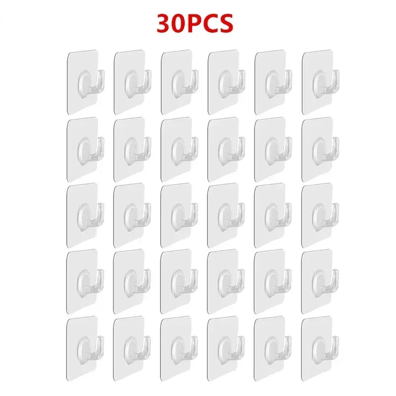 5/10/20/30/40Pcs Self-adhesive Hook Transparent Door Wall Hook Child Heavy Load Rack Kitchen Bathroom Towel Key Rack Sticky Hook