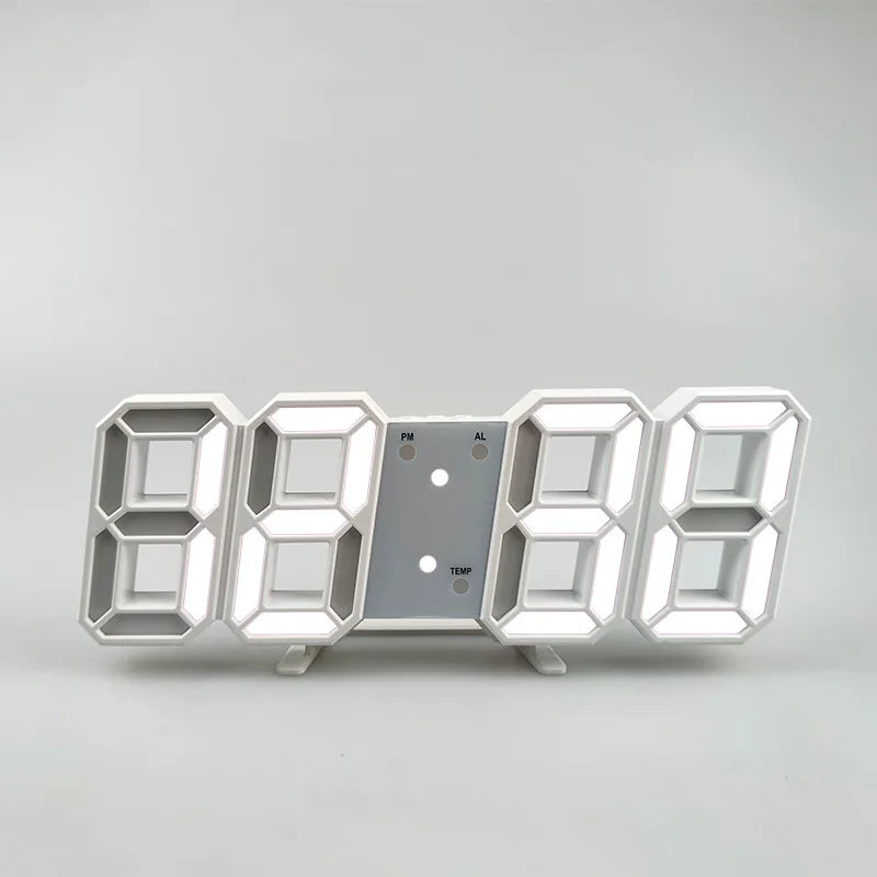 Table 3D LED Digital Alarm Clock Wall Clock Time/Date/Temperature for Home Kitchen Offices Clock Decoration Garden Clocks