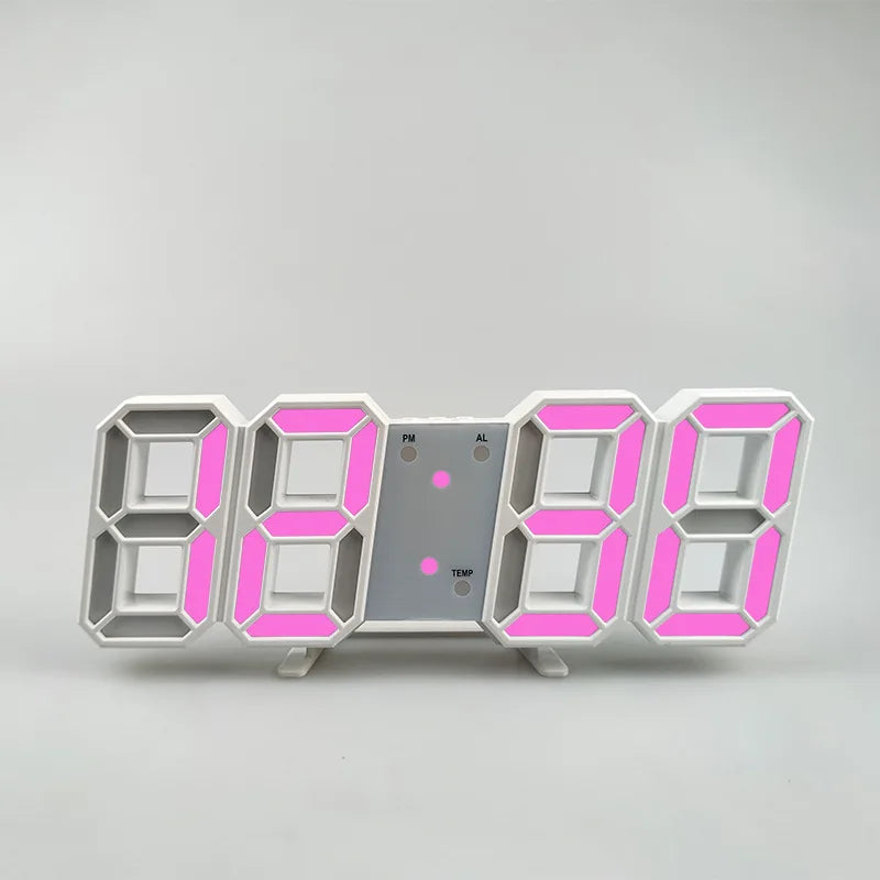 Table 3D LED Digital Alarm Clock Wall Clock Time/Date/Temperature for Home Kitchen Offices Clock Decoration Garden Clocks