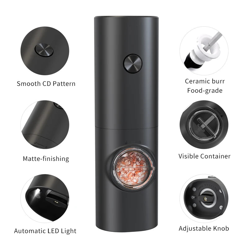 Electric Automatic Salt and Pepper Grinder Set Rechargeable Battery Gravity Spice Mill Adjustable Spices Grinder Kitchen tools