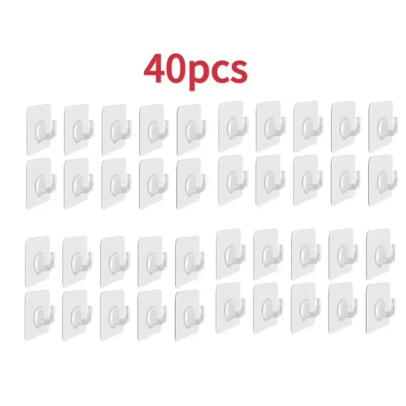 5/10/20/30/40Pcs Self-adhesive Hook Transparent Door Wall Hook Child Heavy Load Rack Kitchen Bathroom Towel Key Rack Sticky Hook