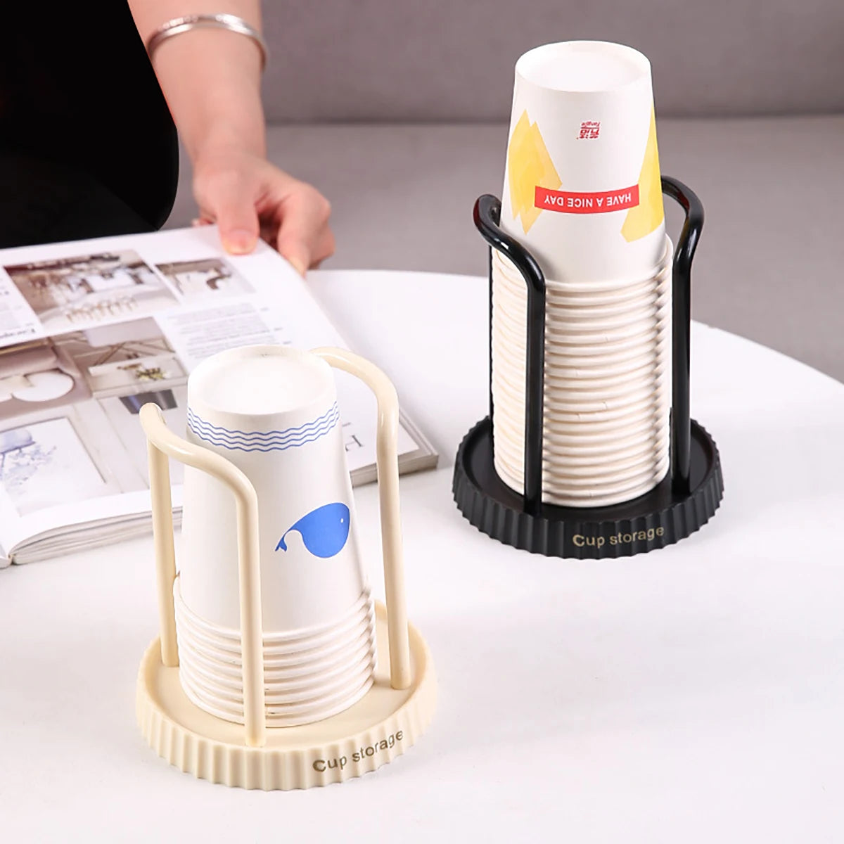 Kitchen Paper Cup Holder Disposables Cups Picker Multifunctional Desktop Cup Storage Rack Household Coffee Cup Holder for Home