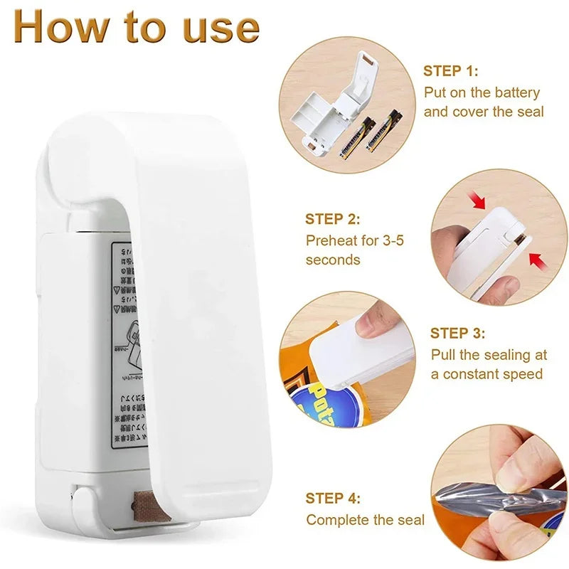 1pc Mini Heat Bag Sealing Machine Package Sealer Bags Thermal Plastic Food Bag Closure Portable Sealer Kitchen Accessories Tools