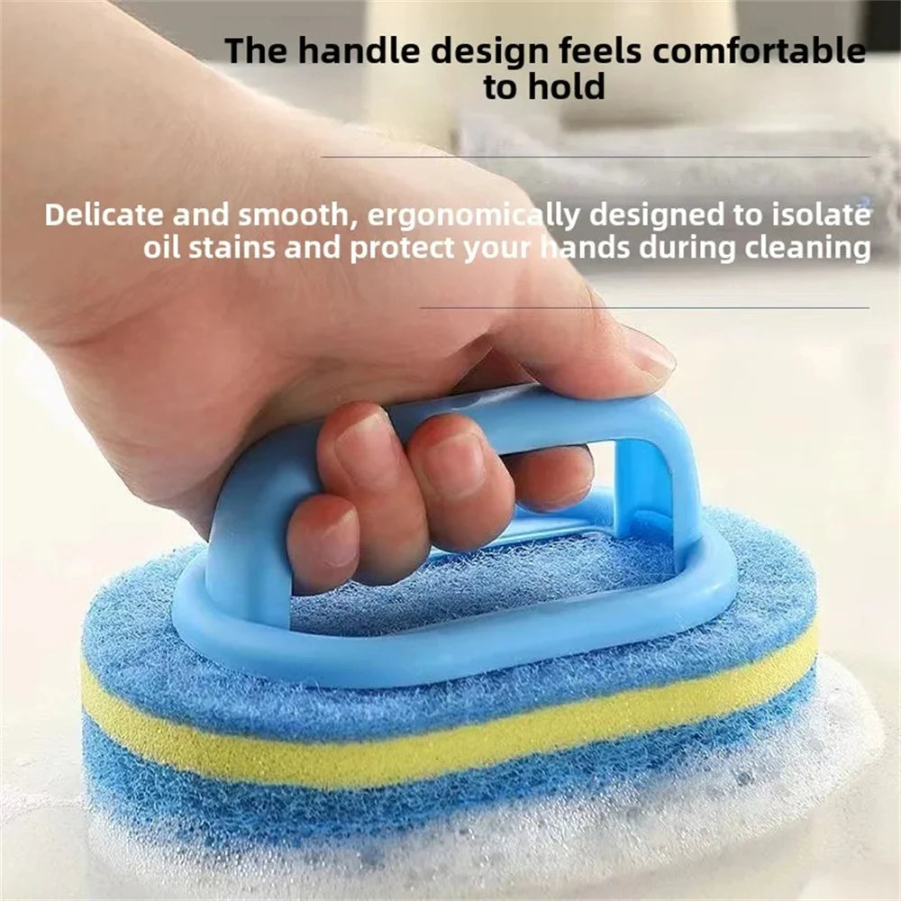 Household Cleaning Brush With Handle Sponge Easy Cleaning Kitchen Bathroom Toilet Wall Window Ceramic Tile Cleaning Tools