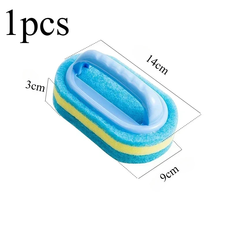 Household Cleaning Brush With Handle Sponge Easy Cleaning Kitchen Bathroom Toilet Wall Window Ceramic Tile Cleaning Tools