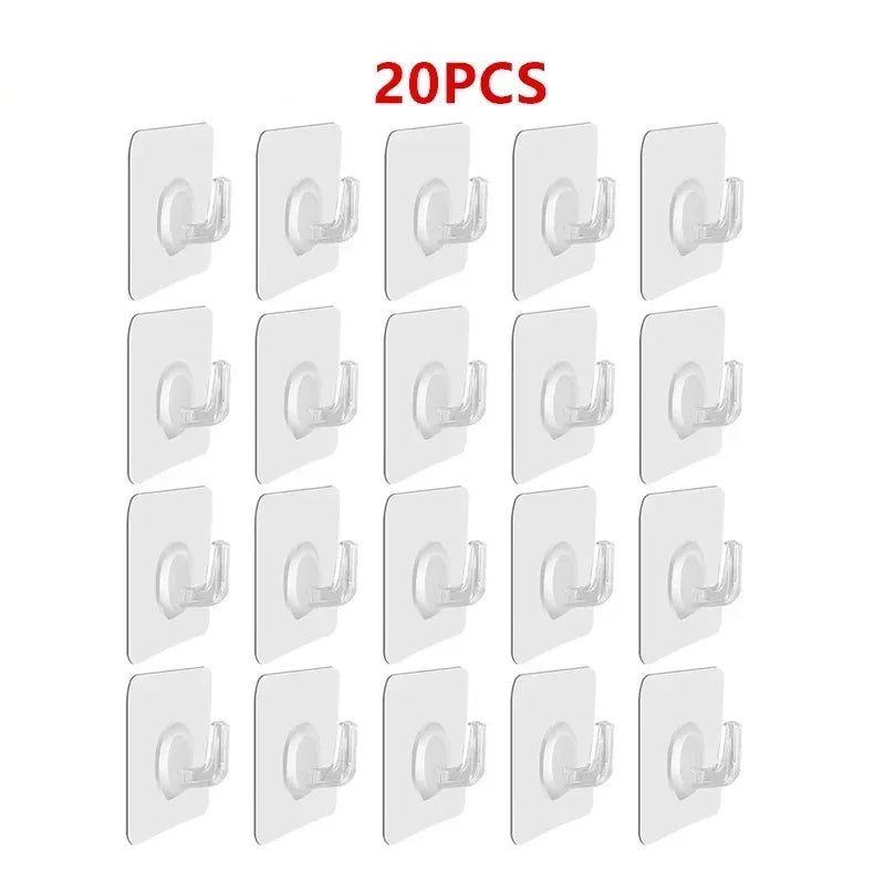5/10/20/30/40Pcs Self-adhesive Hook Transparent Door Wall Hook Child Heavy Load Rack Kitchen Bathroom Towel Key Rack Sticky Hook
