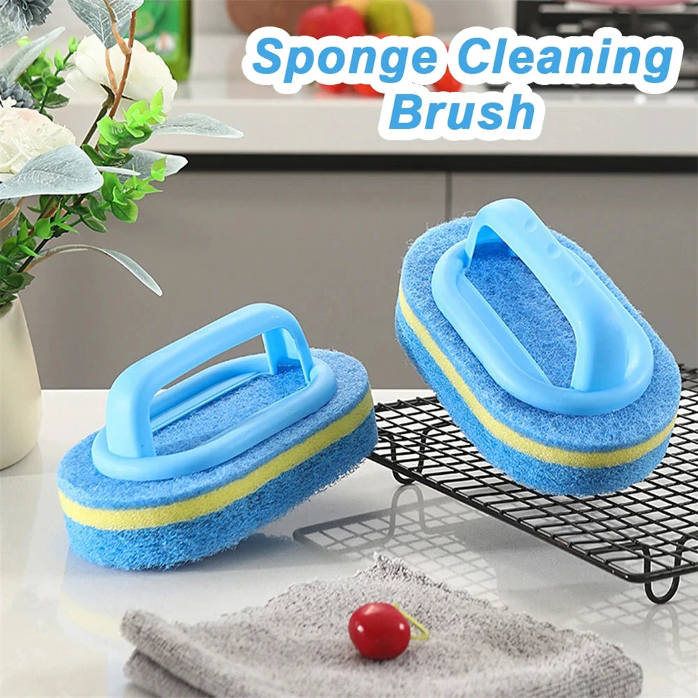 Household Cleaning Brush With Handle Sponge Easy Cleaning Kitchen Bathroom Toilet Wall Window Ceramic Tile Cleaning Tools