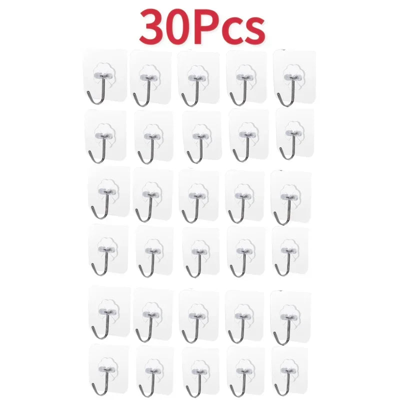 5/10/20/30/40Pcs Self-adhesive Hook Transparent Door Wall Hook Child Heavy Load Rack Kitchen Bathroom Towel Key Rack Sticky Hook