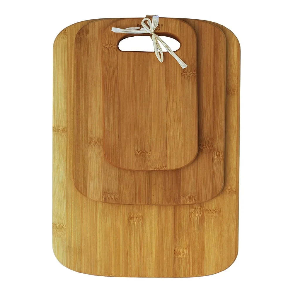 3-Piece Bamboo Cutting Board Set Eco-Friendly Kitchen Essential Multi-Functional Food Prep Boards with Hand Grips Scratch