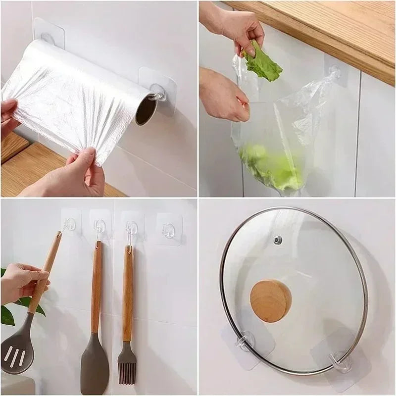 5/10/20/30/40Pcs Self-adhesive Hook Transparent Door Wall Hook Child Heavy Load Rack Kitchen Bathroom Towel Key Rack Sticky Hook