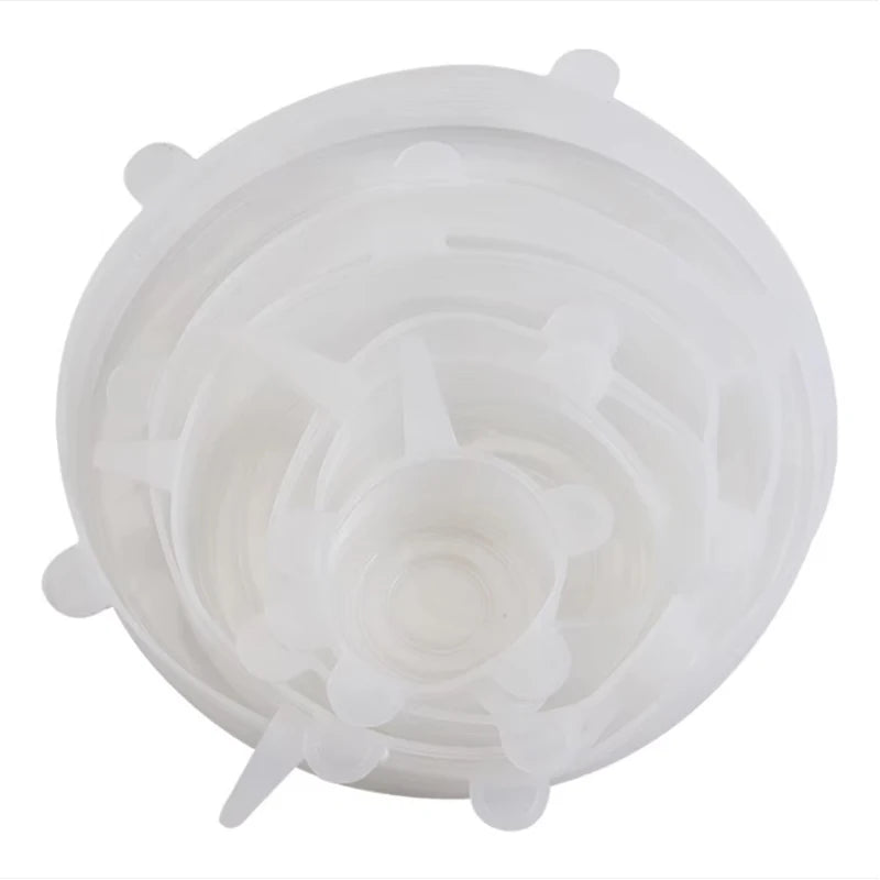 6Pcs Silicone Fresh-keeping Cover Reusable Stretch Canning Lids Refrigerator Microwave Airtight Plastic Wrap Kitchen Accessories